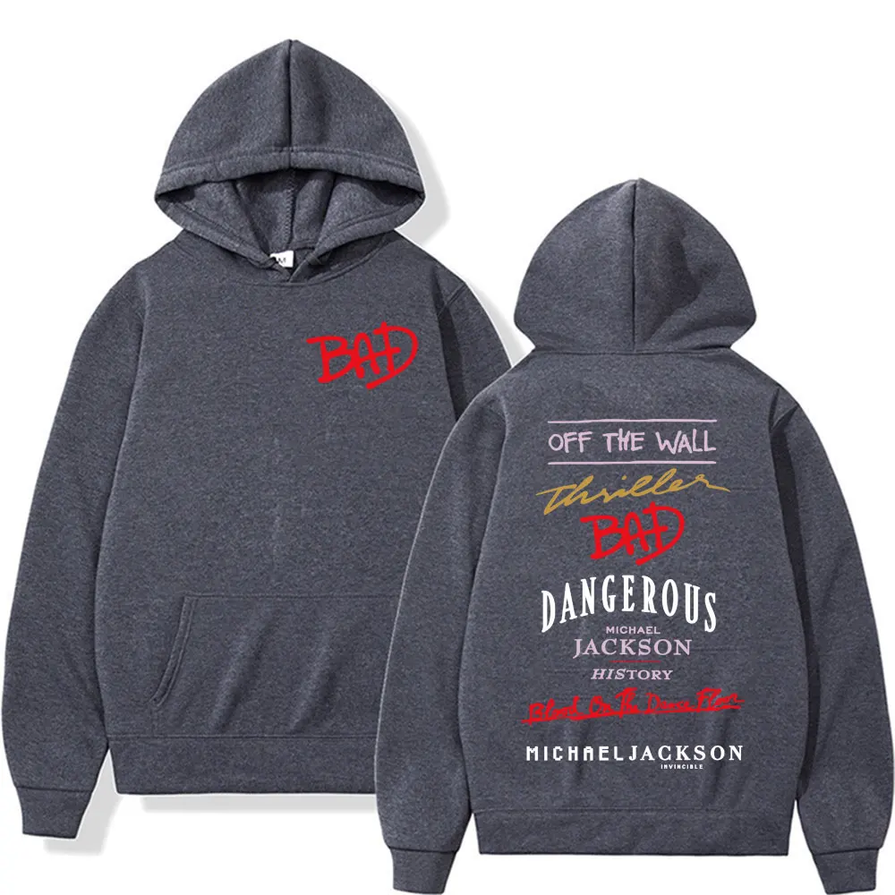 King of Pop Michael Jackson Bad Era Print Sweatshirt Men Women Fashion Classic Oversized Hoodies High Quality Casual Cozy Hooded