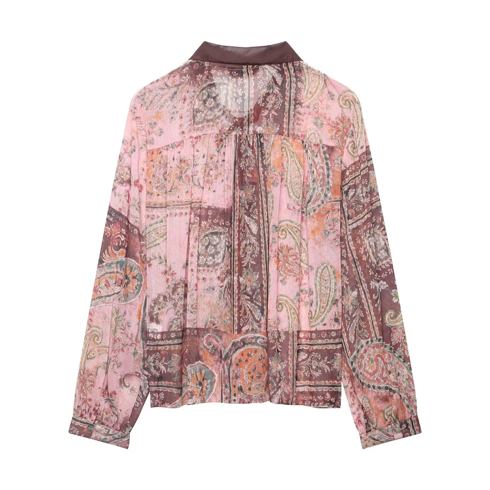 KONDALA Chic Print Women Vintage Blouse Long Sleeve Lace Bow Loose Shirt Single Breasted Casual Fashion 2026 Spring Female Shirt