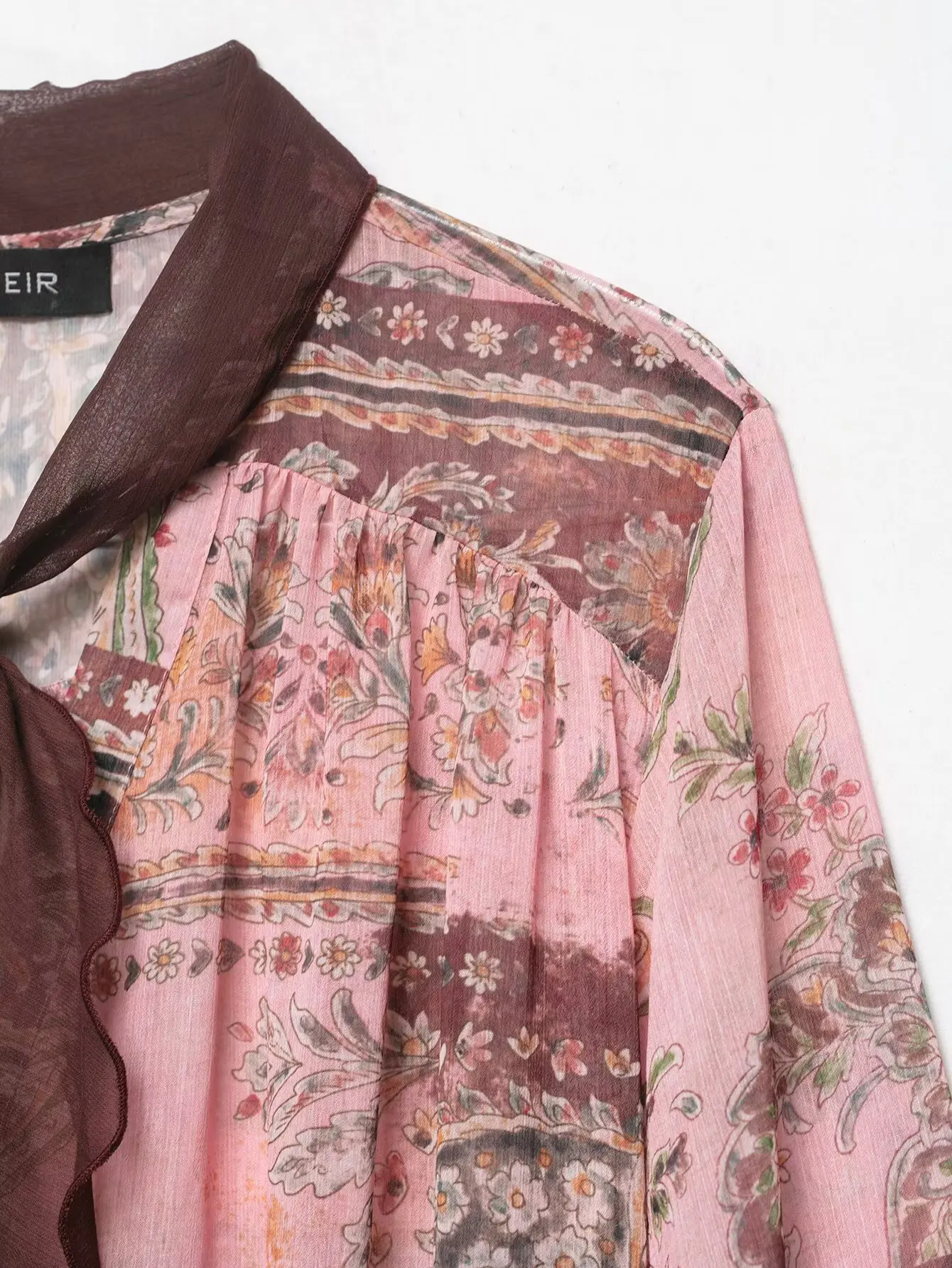 KONDALA Chic Print Women Vintage Blouse Long Sleeve Lace Bow Loose Shirt Single Breasted Casual Fashion 2026 Spring Female Shirt