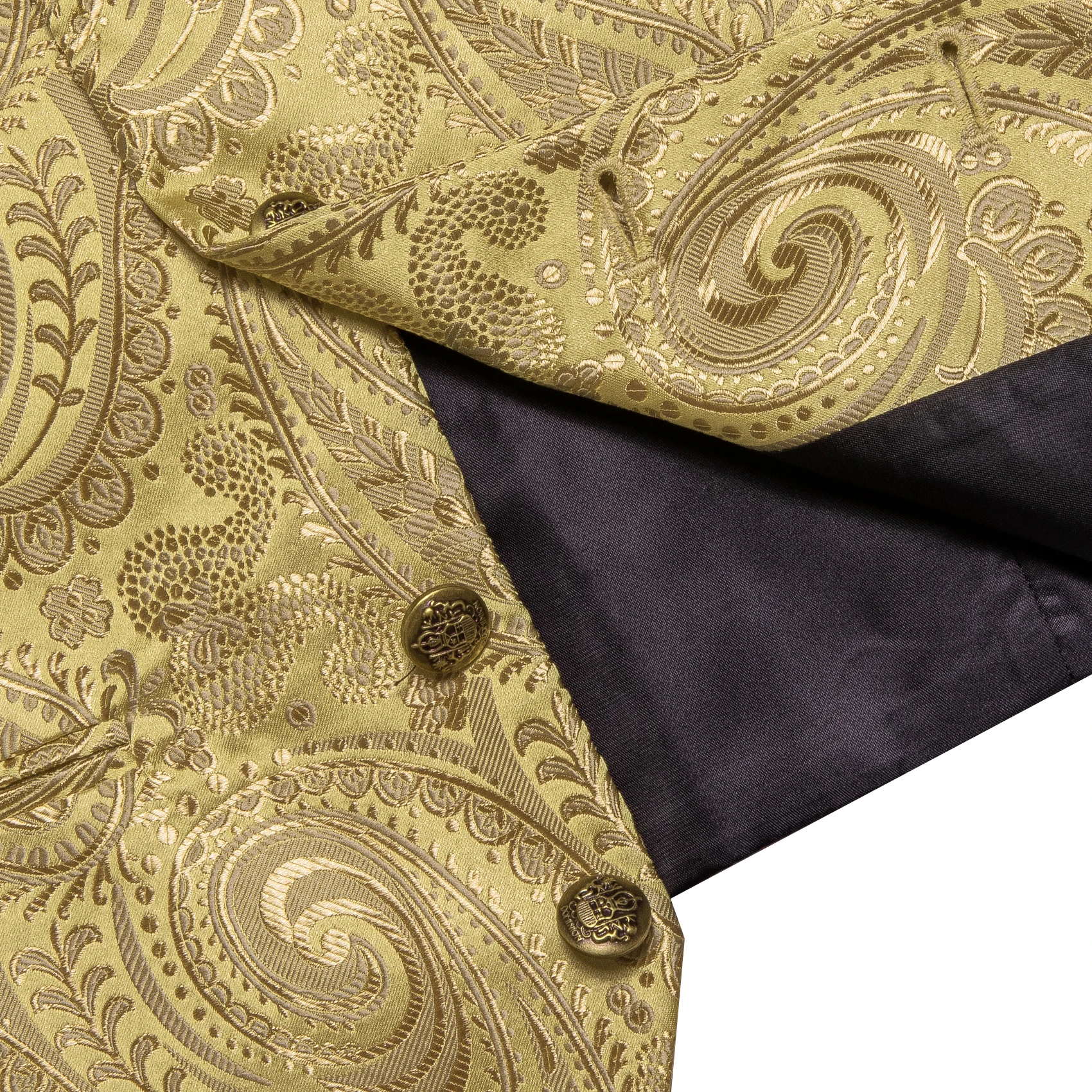 Mens Suit Golden Black Purple Orange Vest Tie Hanky Cufflinks Set Paisley Waistcoat for Male Wedding Busniess