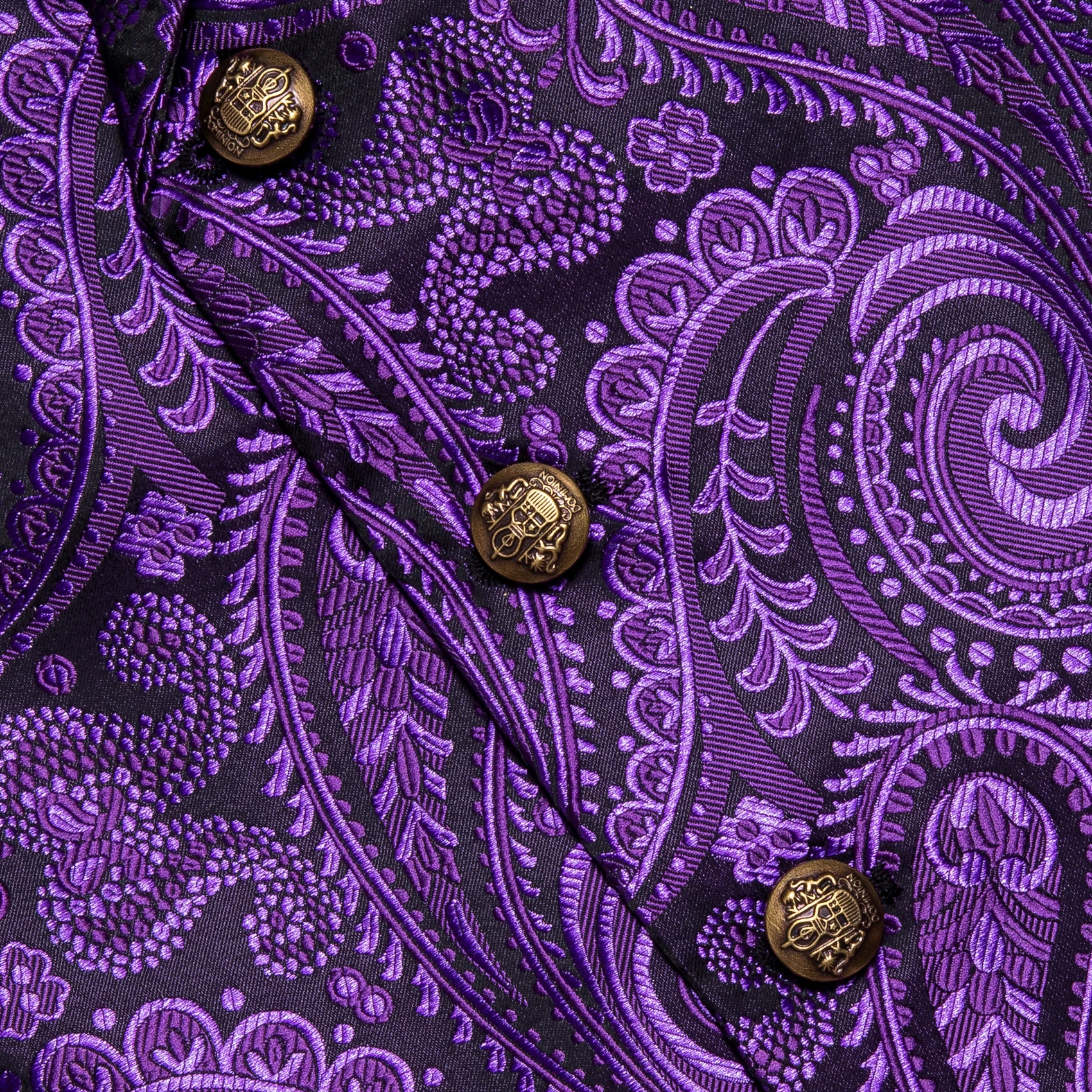 Mens Suit Golden Black Purple Orange Vest Tie Hanky Cufflinks Set Paisley Waistcoat for Male Wedding Busniess