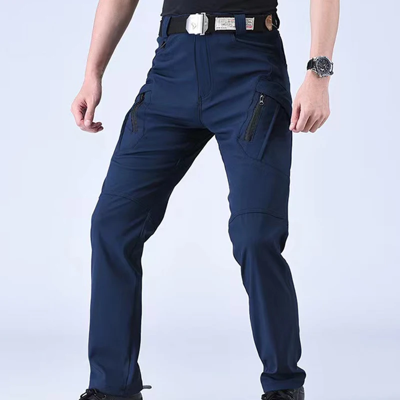 Men Elastic Sharkskin Spring Autumn City Cargo Pants Hiking Camping Climbing Casual Tactical Military Combat Trousers Quick Dry