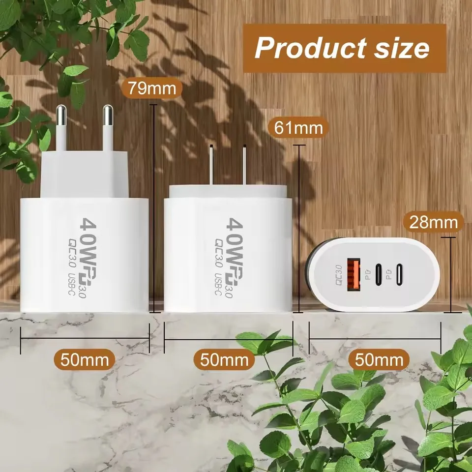 40W USB C Charger Quick Charge EU US Plug PD USB-C Type C Fast USB QC 3.0 Charger for iPhone 14 Xiaomi Samsung Macbook