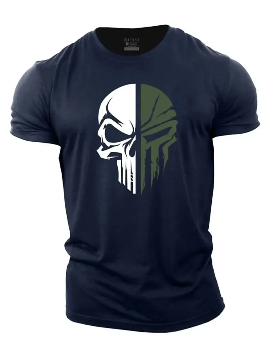 Military skull pattern 3D printed men's T-shirt, Spartan warrior, outdoor sports and fitness, casual fashionable streetwear