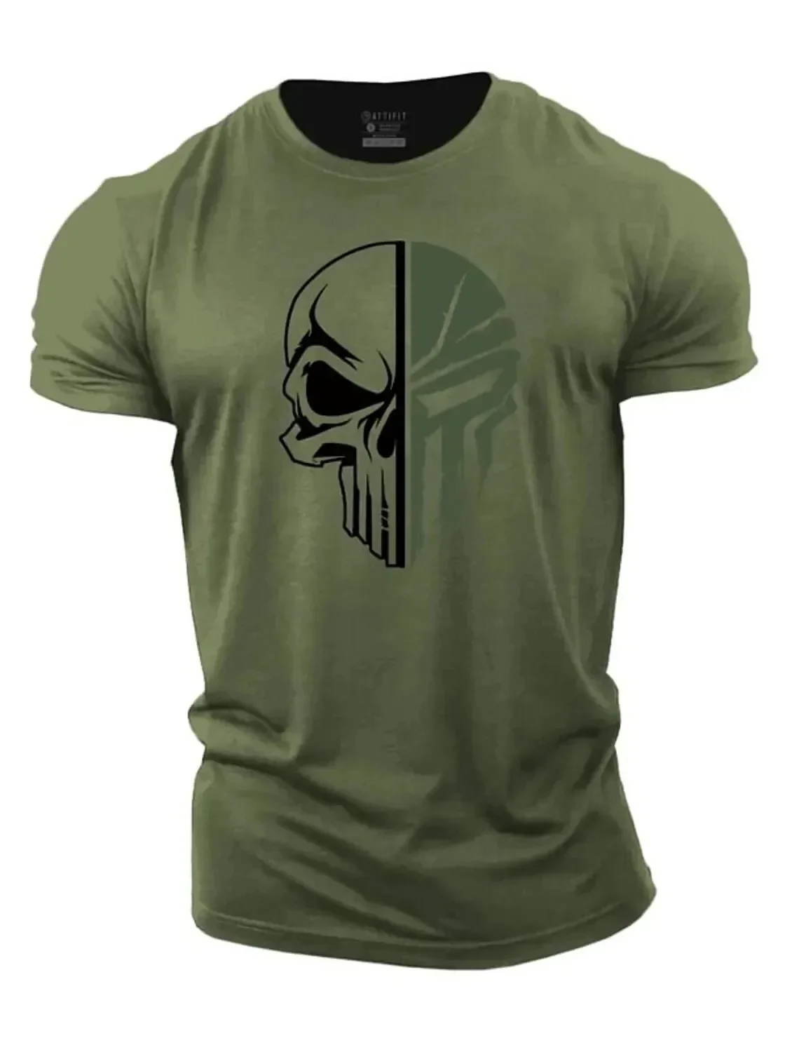 Military skull pattern 3D printed men's T-shirt, Spartan warrior, outdoor sports and fitness, casual fashionable streetwear