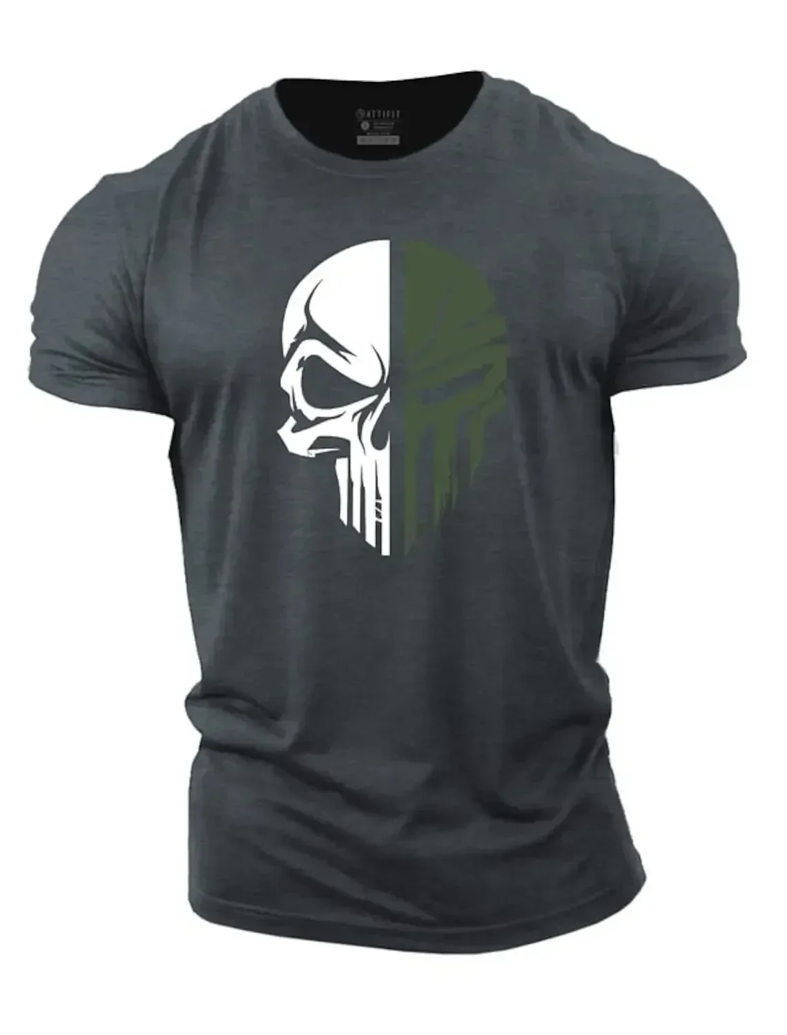 Military skull pattern 3D printed men's T-shirt, Spartan warrior, outdoor sports and fitness, casual fashionable streetwear