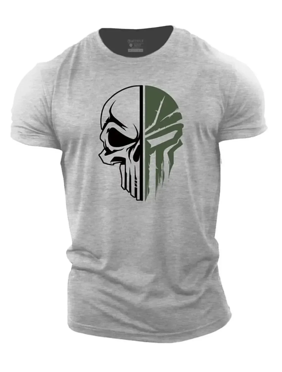 Military skull pattern 3D printed men's T-shirt, Spartan warrior, outdoor sports and fitness, casual fashionable streetwear