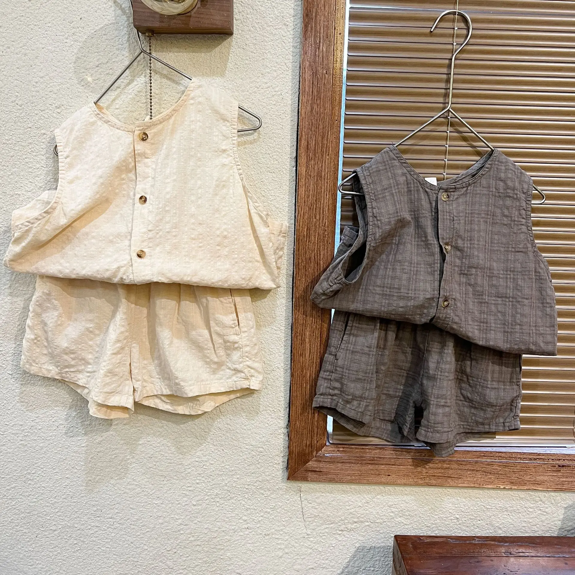 2026 Summer Kids Clothing Set Boys Vest and Shorts 2 Pcs Suit Korean Style Casual Girls Clothes Set Unsex Children Outfit