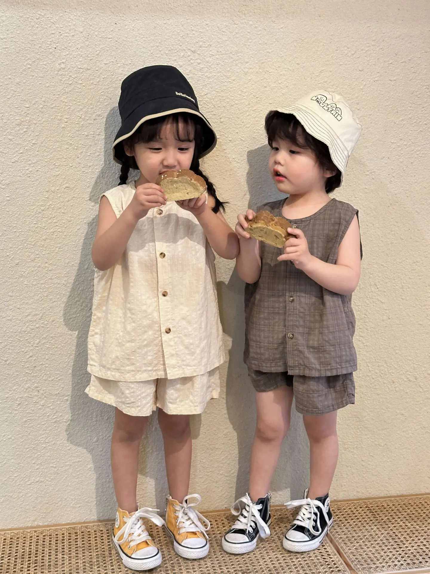 2026 Summer Kids Clothing Set Boys Vest and Shorts 2 Pcs Suit Korean Style Casual Girls Clothes Set Unsex Children Outfit