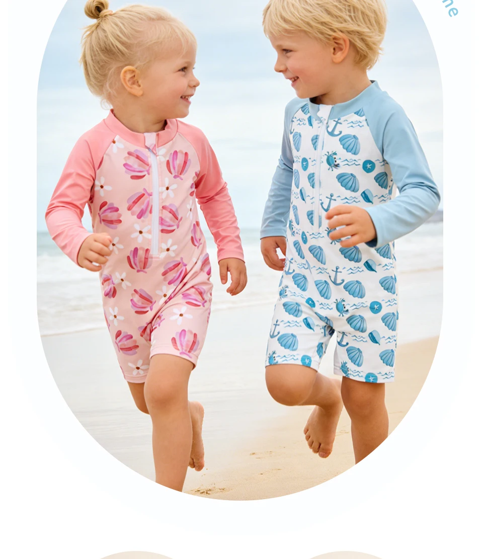 Elinfant Baby One Piece Swimsuit Infant Toddler Boy Girl Swimwear Fashion Prints Zip Front Washable Reusable Baby Clothes