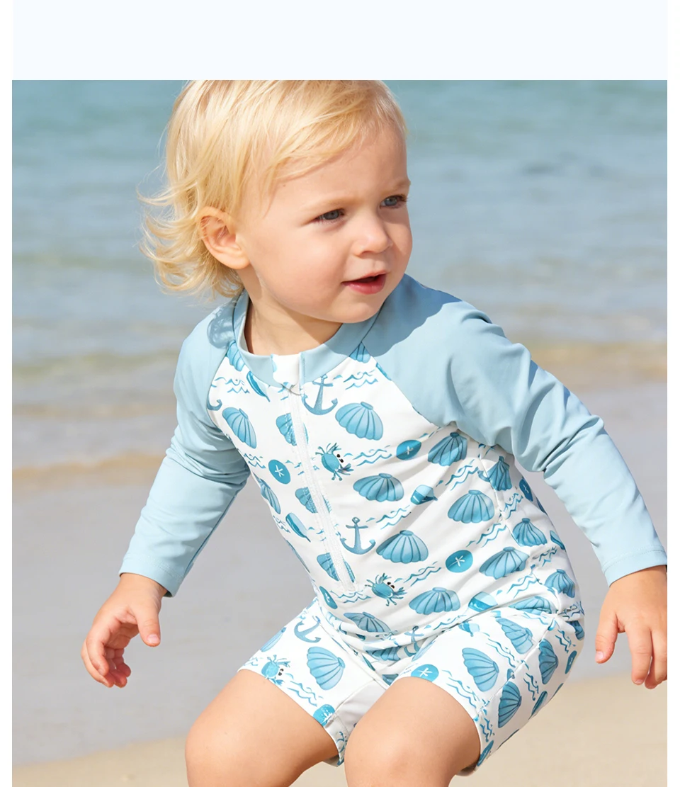 Elinfant Baby One Piece Swimsuit Infant Toddler Boy Girl Swimwear Fashion Prints Zip Front Washable Reusable Baby Clothes