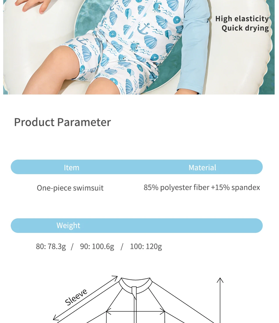 Elinfant Baby One Piece Swimsuit Infant Toddler Boy Girl Swimwear Fashion Prints Zip Front Washable Reusable Baby Clothes