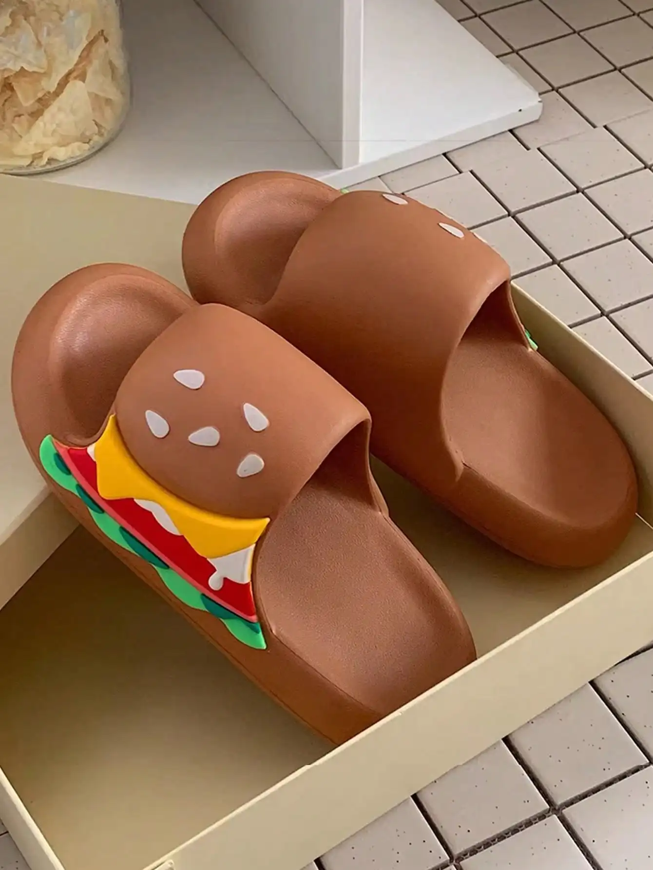 Women House BathSlippers Casual Cute Lovely Cartoon Hamburger Cat Capybara Summer Indoor Non-slip Soft Soles Comfy Home Female