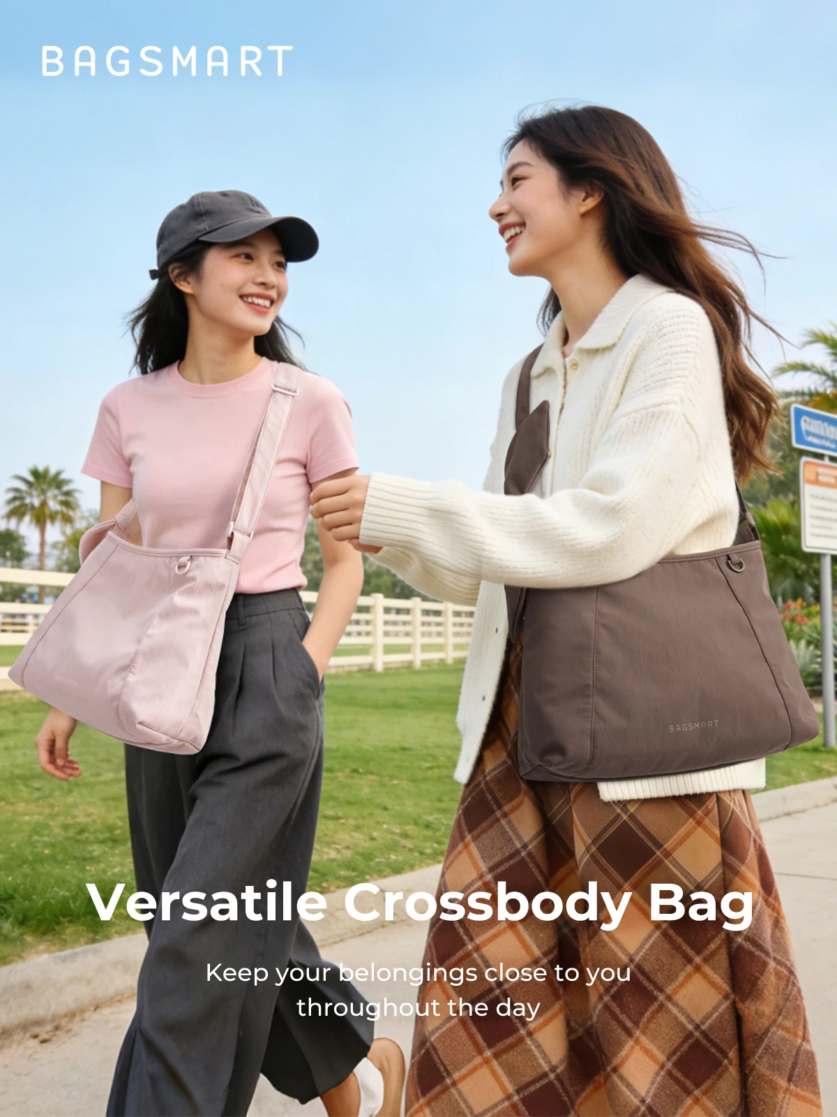 BAGSMART Women Large Capacity Crossbody Bag Casual Shoulder Handbag Waterproof Travel Bag Multi-Function Overnight Shoulder Bag