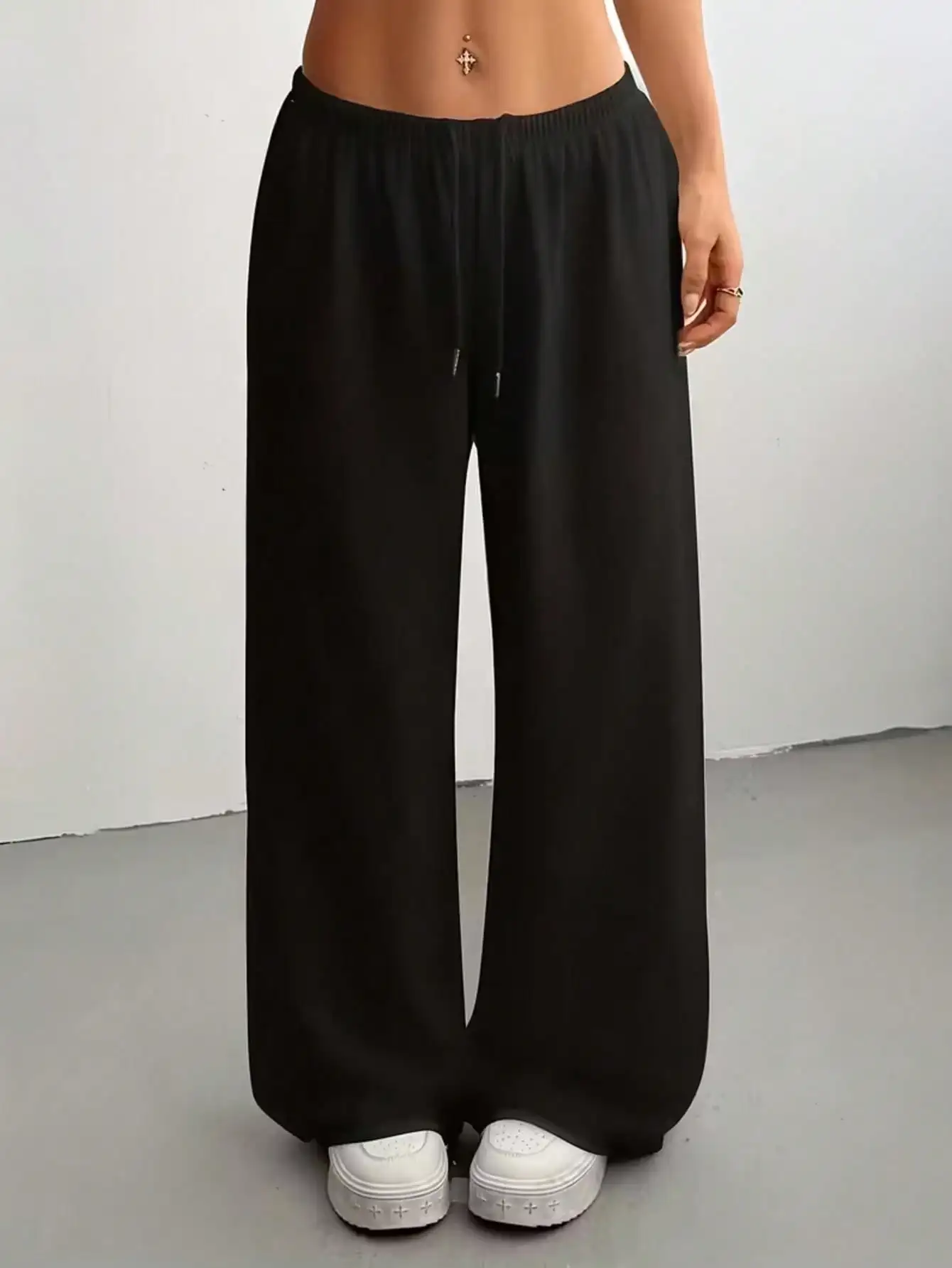 Ladies' Casual Wide Leg Jogging Pants, Drawstring Elastic Waistband, Comfortable Loose Fit, Spring/Summer/Autumn Styles