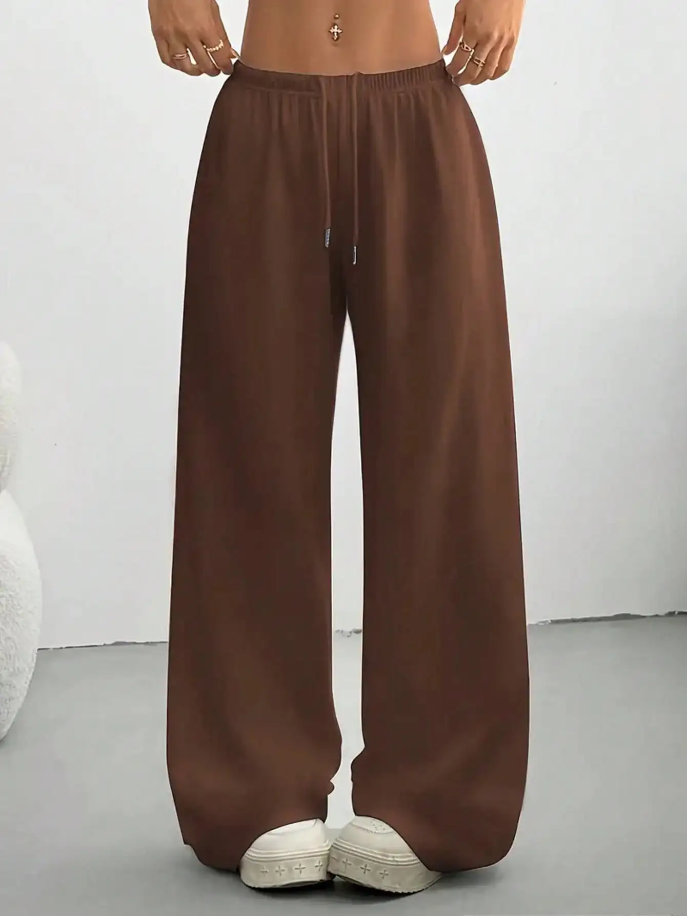 Ladies' Casual Wide Leg Jogging Pants, Drawstring Elastic Waistband, Comfortable Loose Fit, Spring/Summer/Autumn Styles