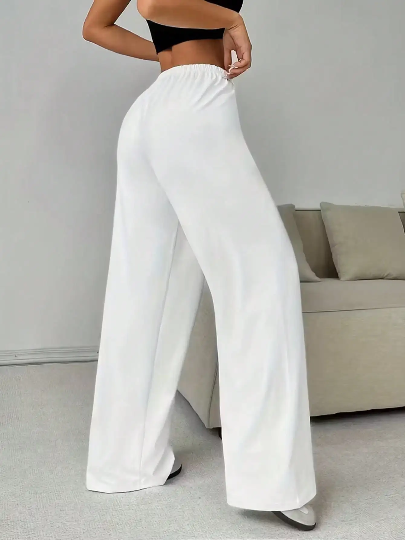 Ladies' Casual Wide Leg Jogging Pants, Drawstring Elastic Waistband, Comfortable Loose Fit, Spring/Summer/Autumn Styles