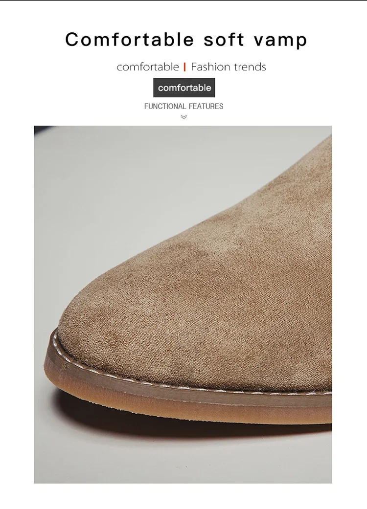 Fashion Brown Chelsea Boots Men British Style High Top Suede Leather Shoes For Men Lace-up Pointed Toe Design Men's Ankle Boot