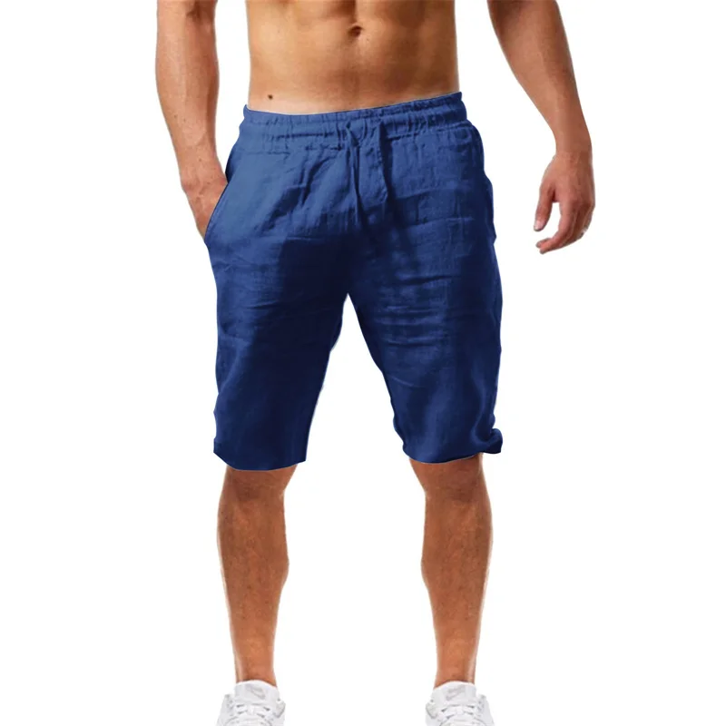 2026 Summer Men's Shorts Cotton Linen Casual Bermudas Men Classic Breathable short pants Solid Color Clothing Beach Shorts Male
