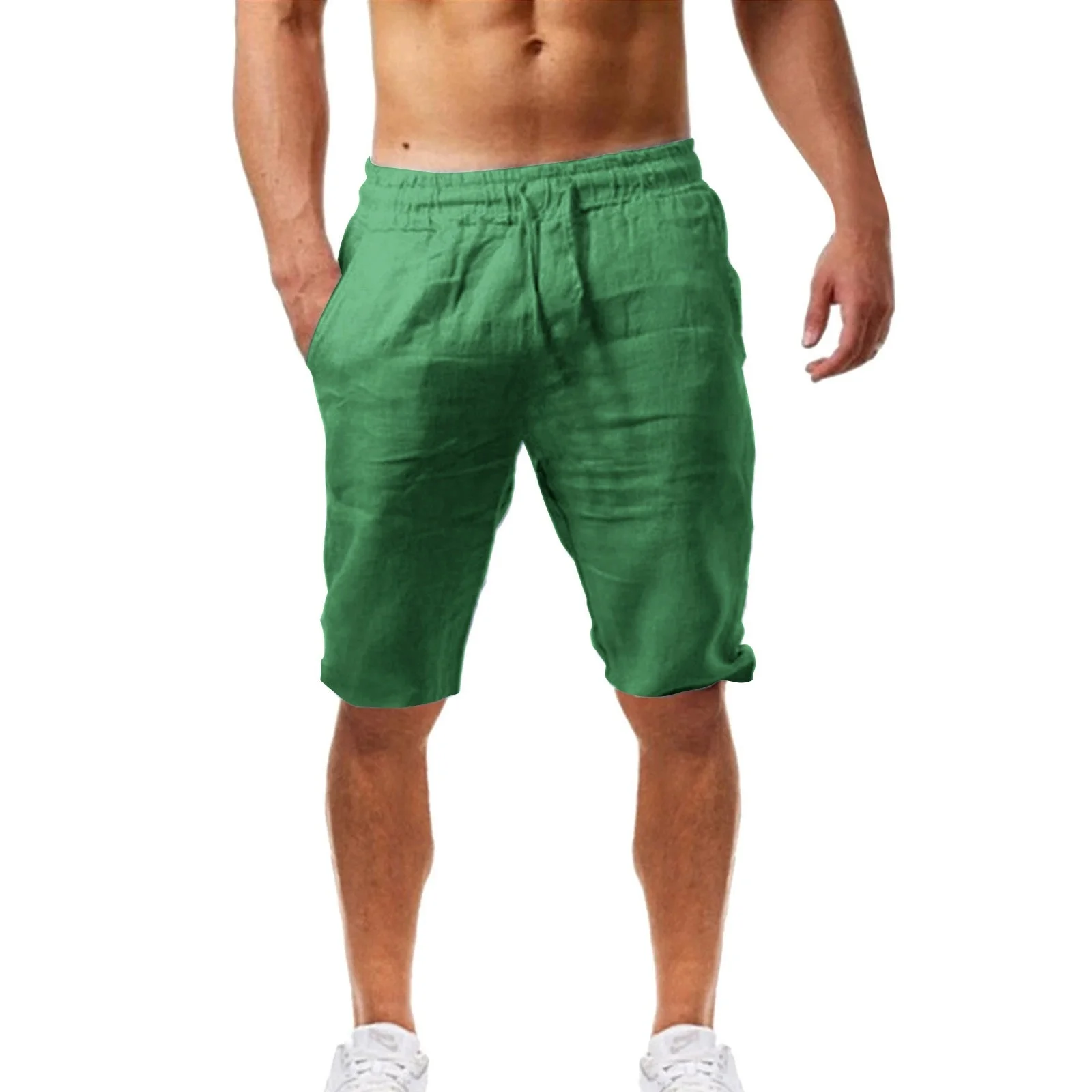 2026 Summer Men's Shorts Cotton Linen Casual Bermudas Men Classic Breathable short pants Solid Color Clothing Beach Shorts Male