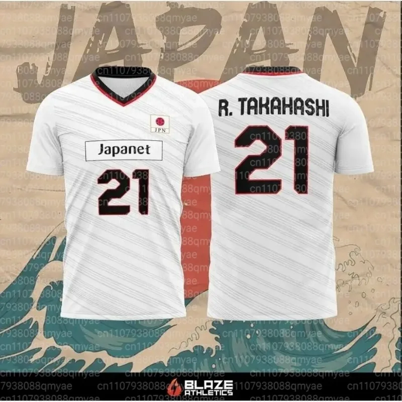 Japanese Volleyball Suit Parent Child Wear R. Takahashi 21 Ishikawa 14 Sports and Leisure Breathable Quick Drying Loose T-shirt