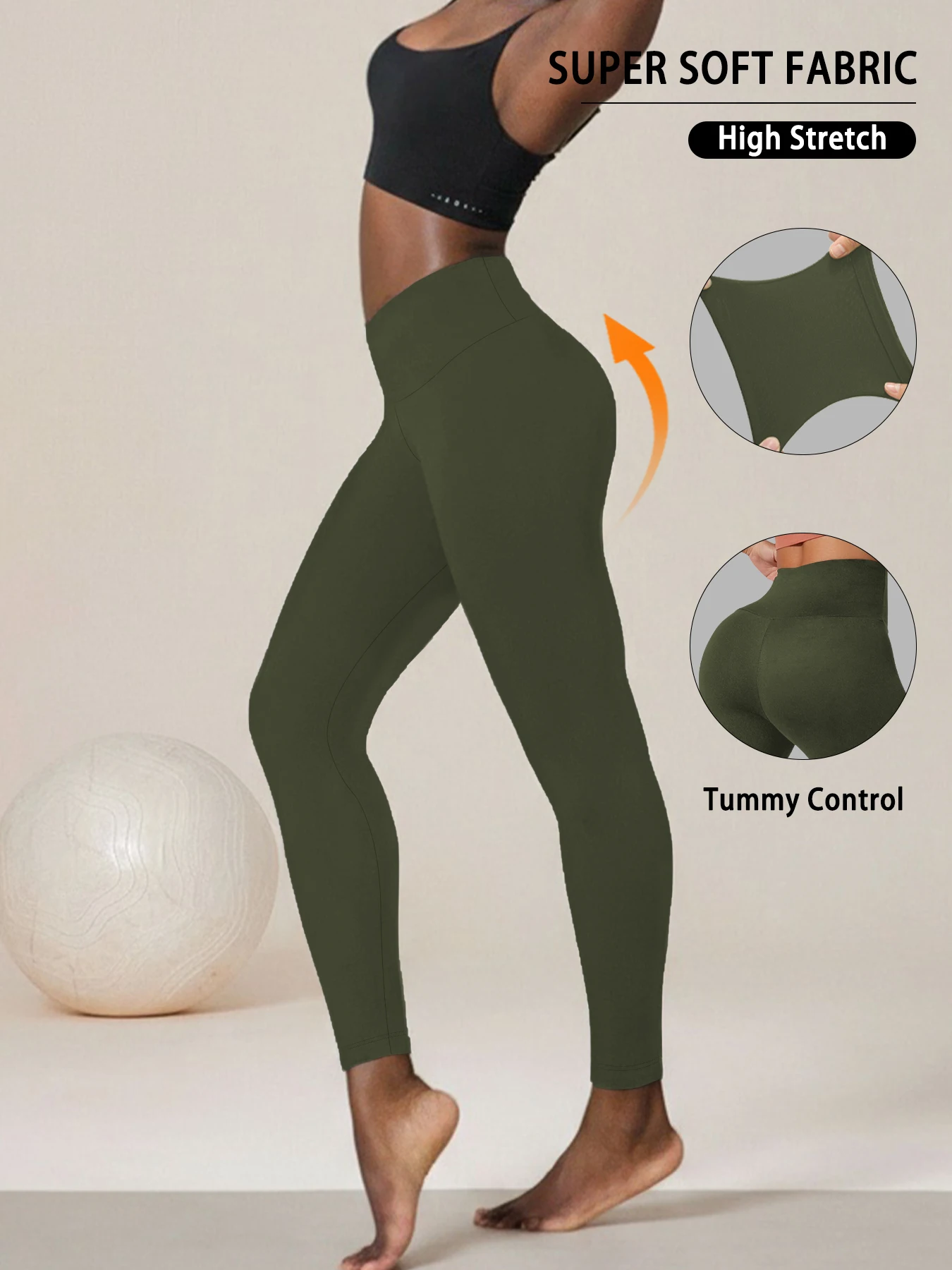 High Waisted Comfort Leggings - Women's Super Soft Tummy Control Fit for Yoga Running Workout and Daily Life