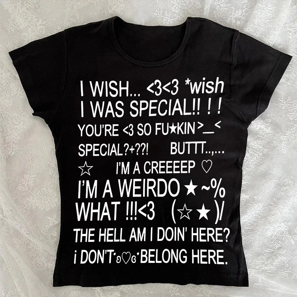 Y2K casual women's short sleeved printed fashion retro Harajuku street style high street Gothic American aesthetic emotional gir
