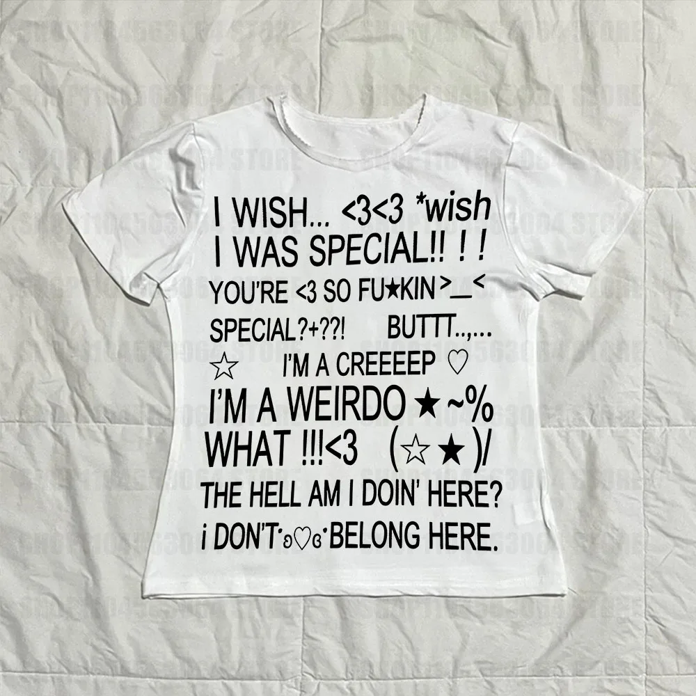 Y2K casual women's short sleeved printed fashion retro Harajuku street style high street Gothic American aesthetic emotional gir