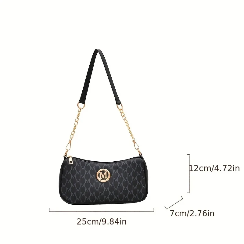 Trendy Women's Commuter Shoulder Bag with Belt Decoration Retro Underarm Handbag