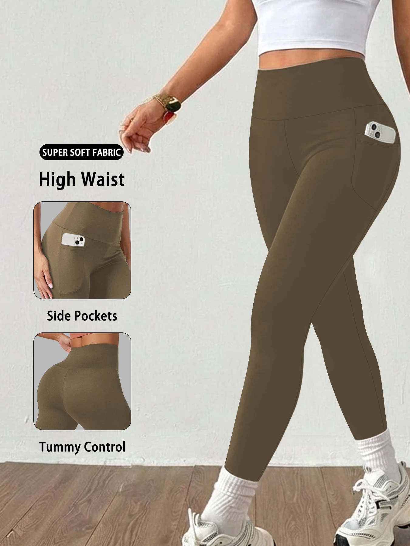 Women Yoga Leggings with Pockets High Waisted Super Soft Tummy Control for Workout Running