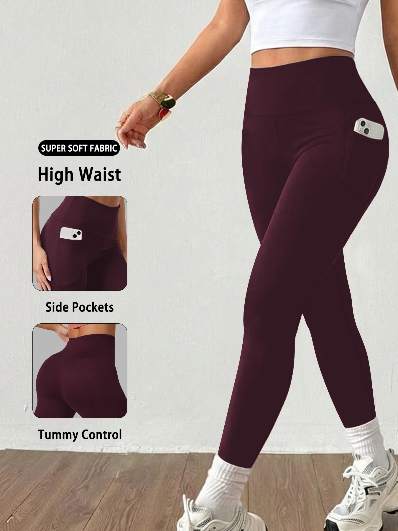 Women Yoga Leggings with Pockets High Waisted Super Soft Tummy Control for Workout Running