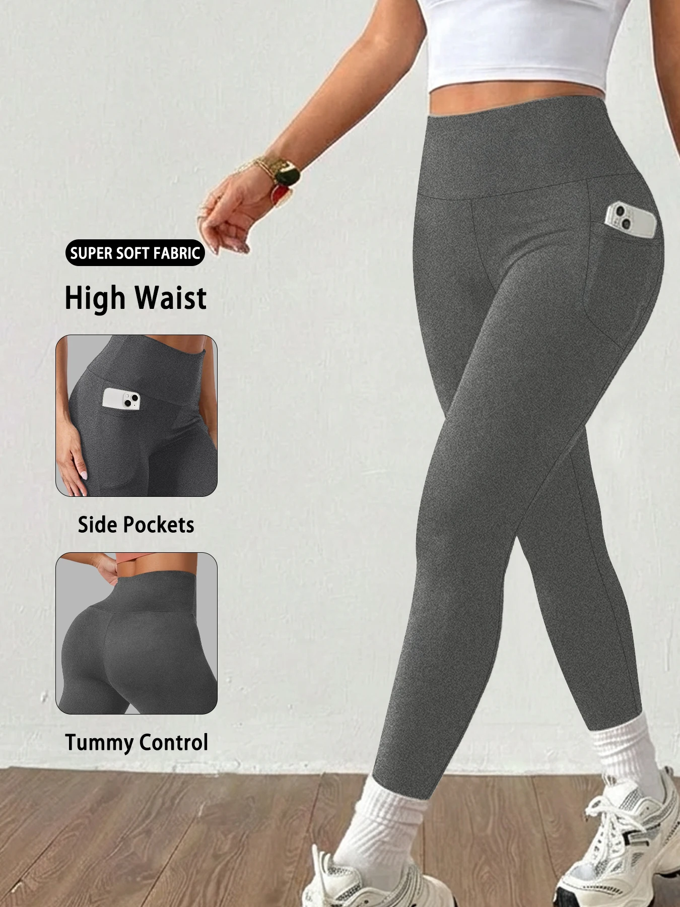 Women Yoga Leggings with Pockets High Waisted Super Soft Tummy Control for Workout Running