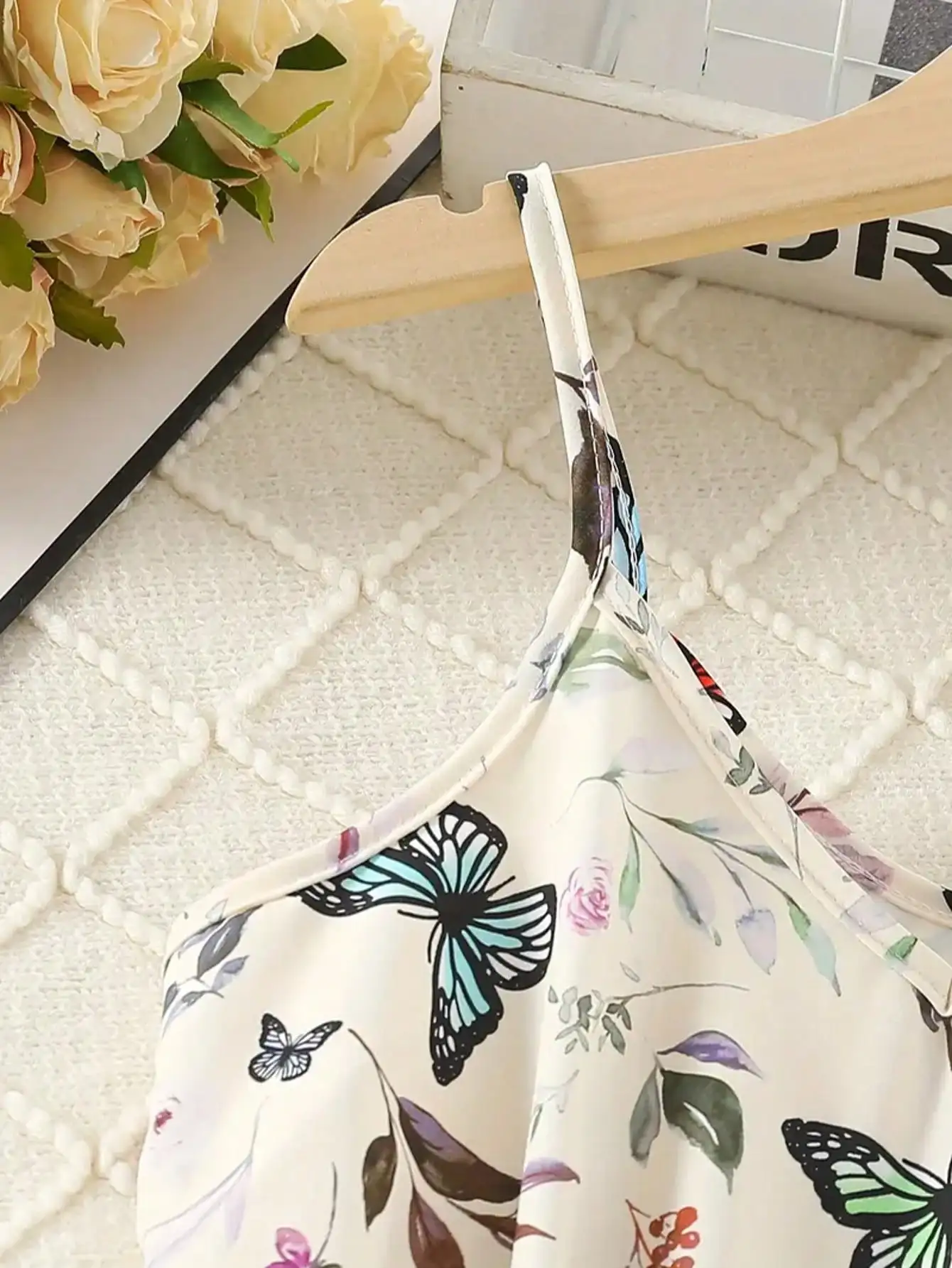 Girl's Summer Leaf Print Sleeveless Jumpsuit - Casual Stretch Polyester Blend, Off Shoulder Design, Knee Length, Beach Skirt