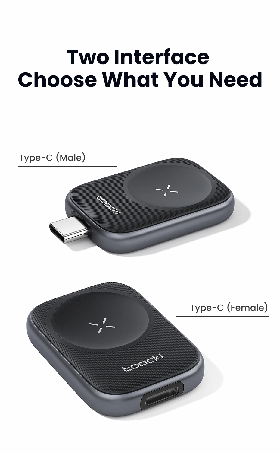 Toocki TW13 2.5W Wireless Charger for iWatch S1-S11 SE 2-3 Ultra 1-3 Portable Type C Magnetic Wireless Charger for Apple Watch
