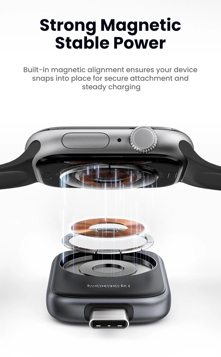 Toocki TW13 2.5W Wireless Charger for iWatch S1-S11 SE 2-3 Ultra 1-3 Portable Type C Magnetic Wireless Charger for Apple Watch