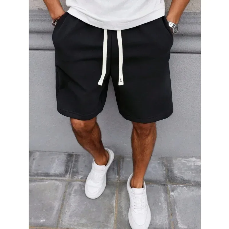 Men's Solid Color Drawstring Waist Casual Versatile Shorts Summer New Y2K Unisex Sports Streetwear