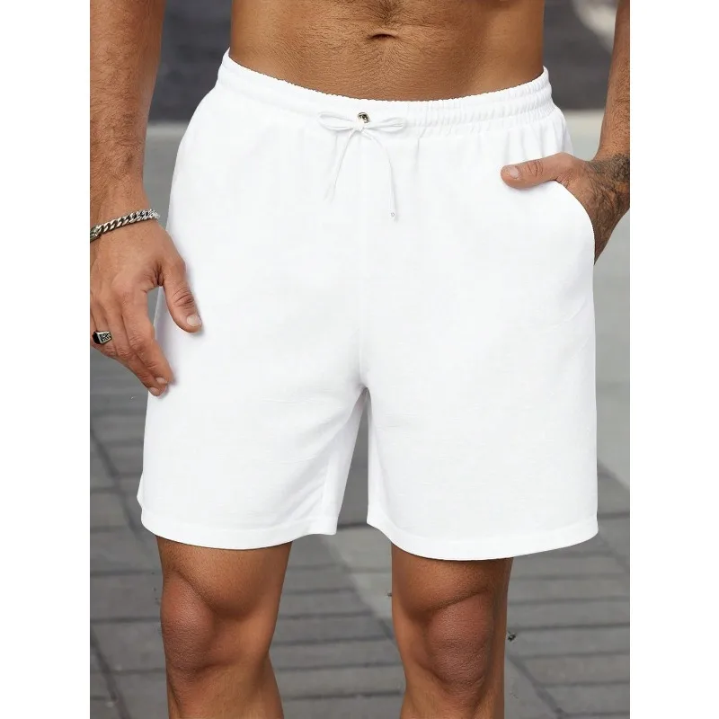 Men's Solid Color Drawstring Waist Casual Versatile Shorts Summer New Y2K Unisex Sports Streetwear
