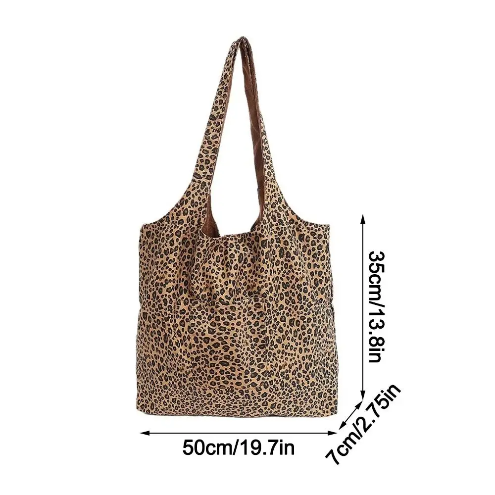 Casual Double Sided Shoulder Bag Large Capacity Floral Pink Tote Bag Leopard Print Bag