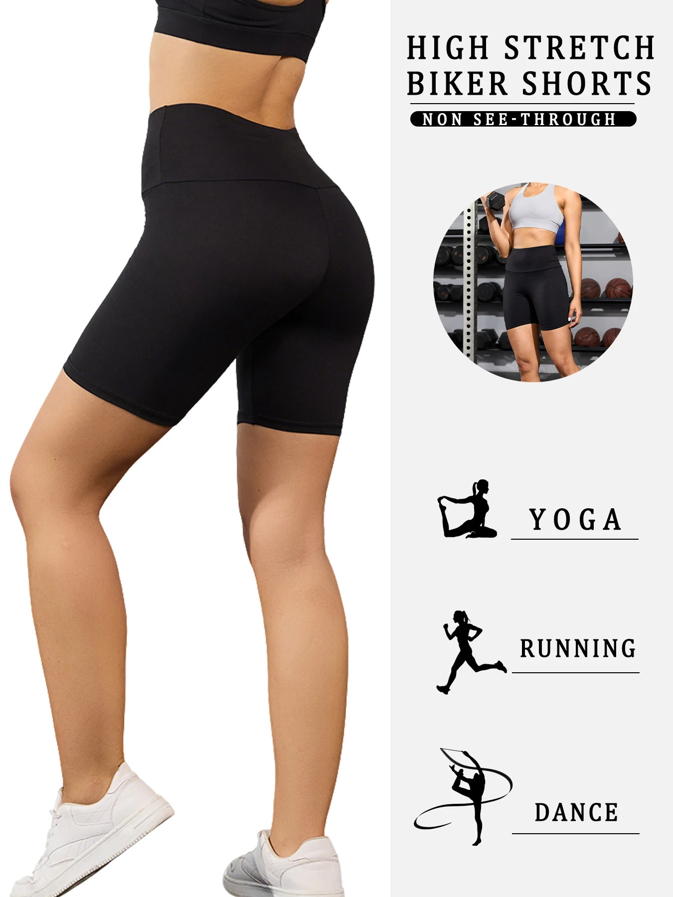 4 Pack Women's High Waisted Biker Shorts Super Soft Tummy Control No See Through Workout Yoga Running Gym Fitness Shorts