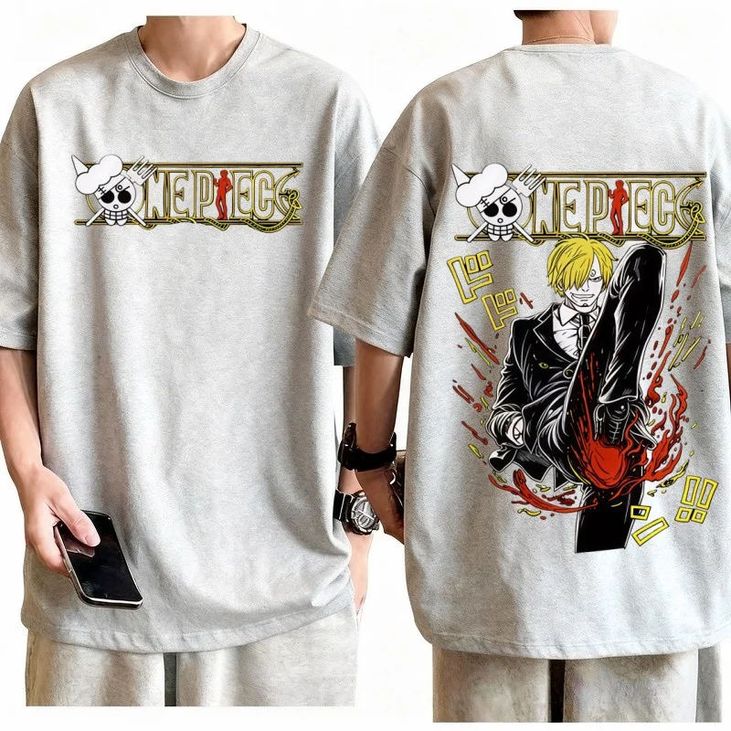 2026 New One Piece Sanji Kick Printed Short Sleeve T-shirt Men's and Women's T-shirt Men's Top Sports T-shirt Harajuku Y2k Tee