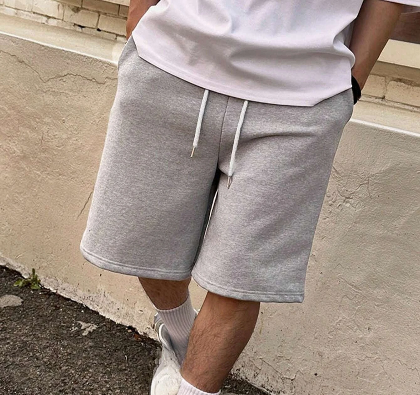 Men's all-season solid color simple casual loose shorts, men's jogging pants, pure cotton casual comfortable sports pants