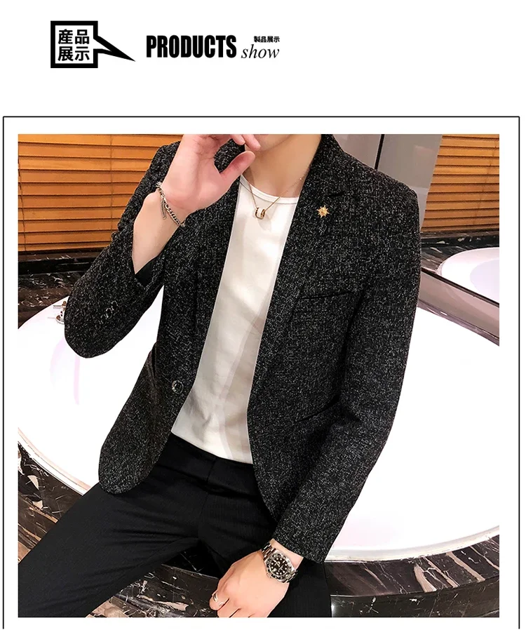 Solid Color Men's Fashion Casual Outdoor Gentleman Business Wedding Trend Slim-fit Formal Dress British Style Wedding Blazer