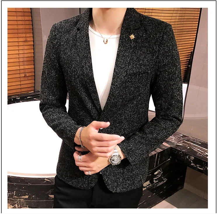 Solid Color Men's Fashion Casual Outdoor Gentleman Business Wedding Trend Slim-fit Formal Dress British Style Wedding Blazer