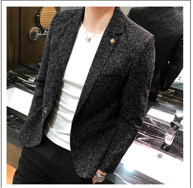 Solid Color Men's Fashion Casual Outdoor Gentleman Business Wedding Trend Slim-fit Formal Dress British Style Wedding Blazer