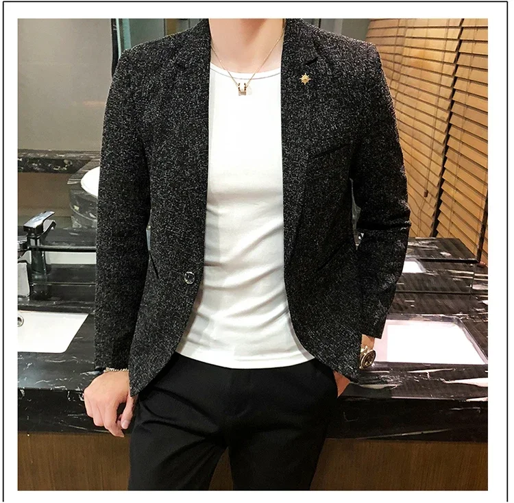 Solid Color Men's Fashion Casual Outdoor Gentleman Business Wedding Trend Slim-fit Formal Dress British Style Wedding Blazer