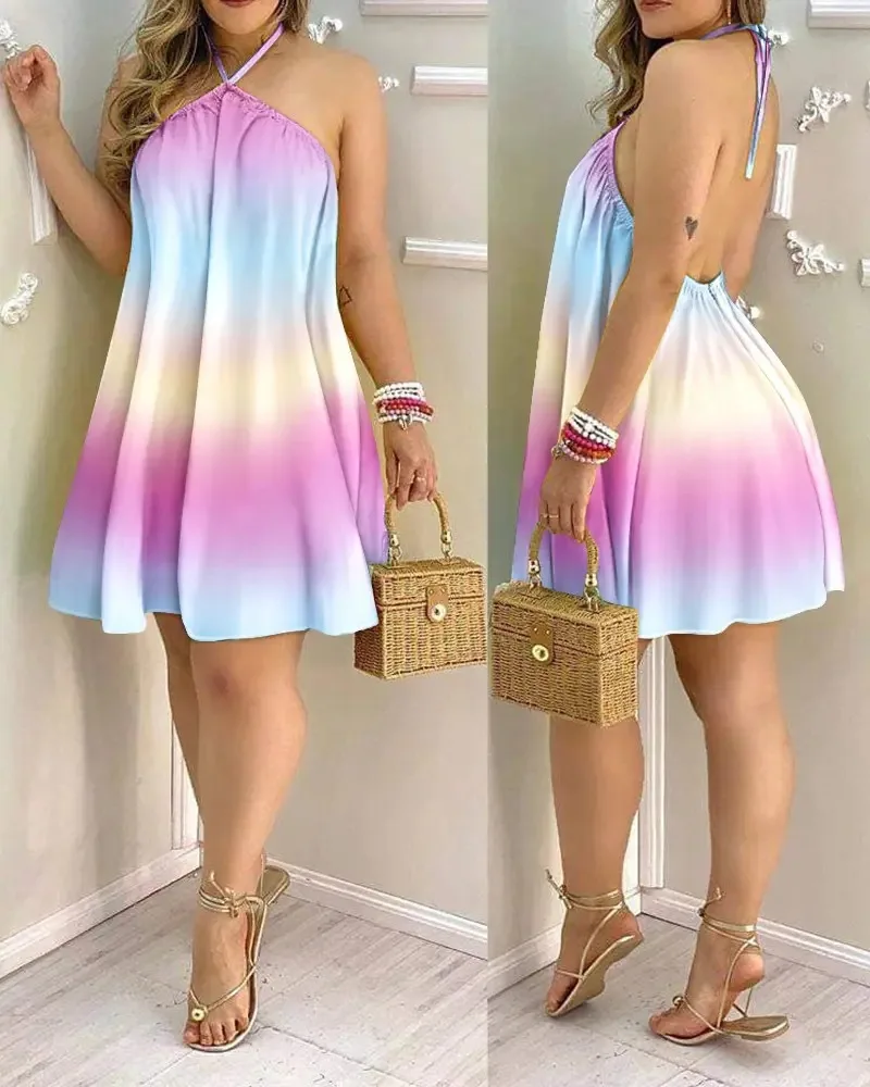 Women's 2026 Summer Off-Shoulder Tie-Up Dress – Loose Fit Print Maxi Dress, Sexy Vacation Beach Dress