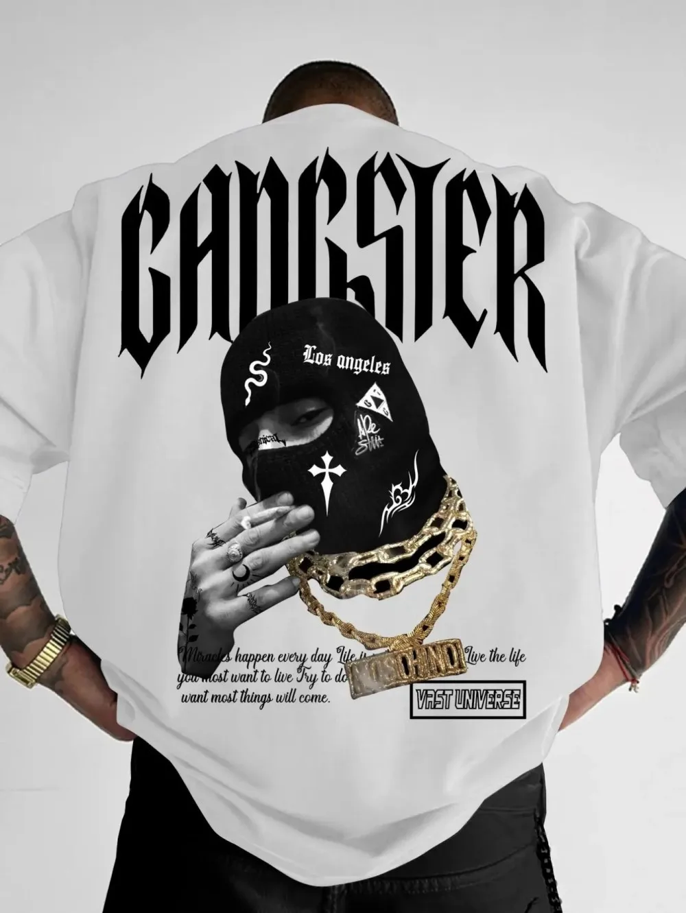 European and American men's summer personalized letter wealth print soft and breathable round neck T-shirt outdoor street top