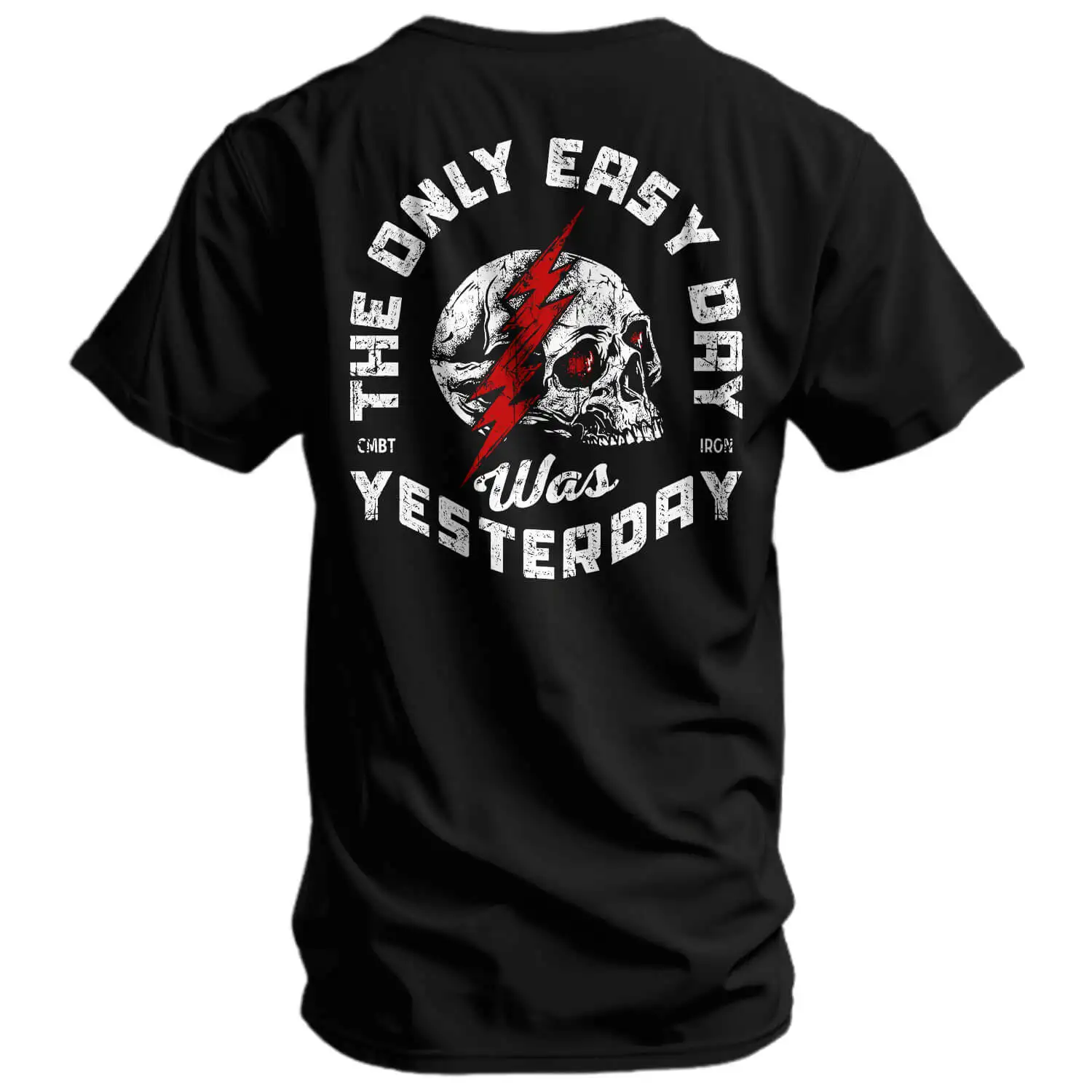 Only Easy Day Was Yesterday Skull Men's T-Shirt - Combat Iron Military T-shirt - Suitable for Sports Wear Pure Cotton