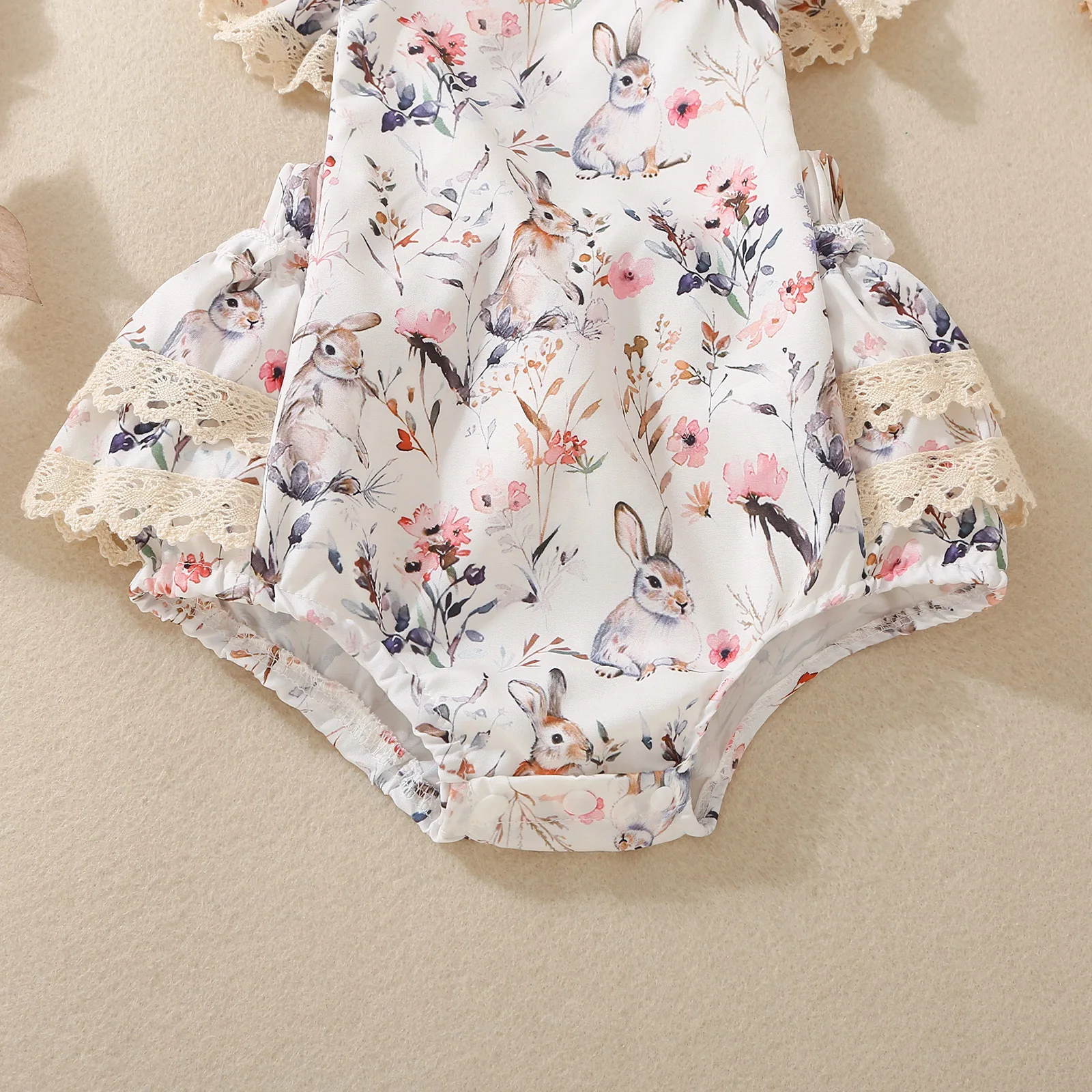 Summer female infants hot-selling cute rabbit flower print triangular jersey skirt + bow headgear two-piece set