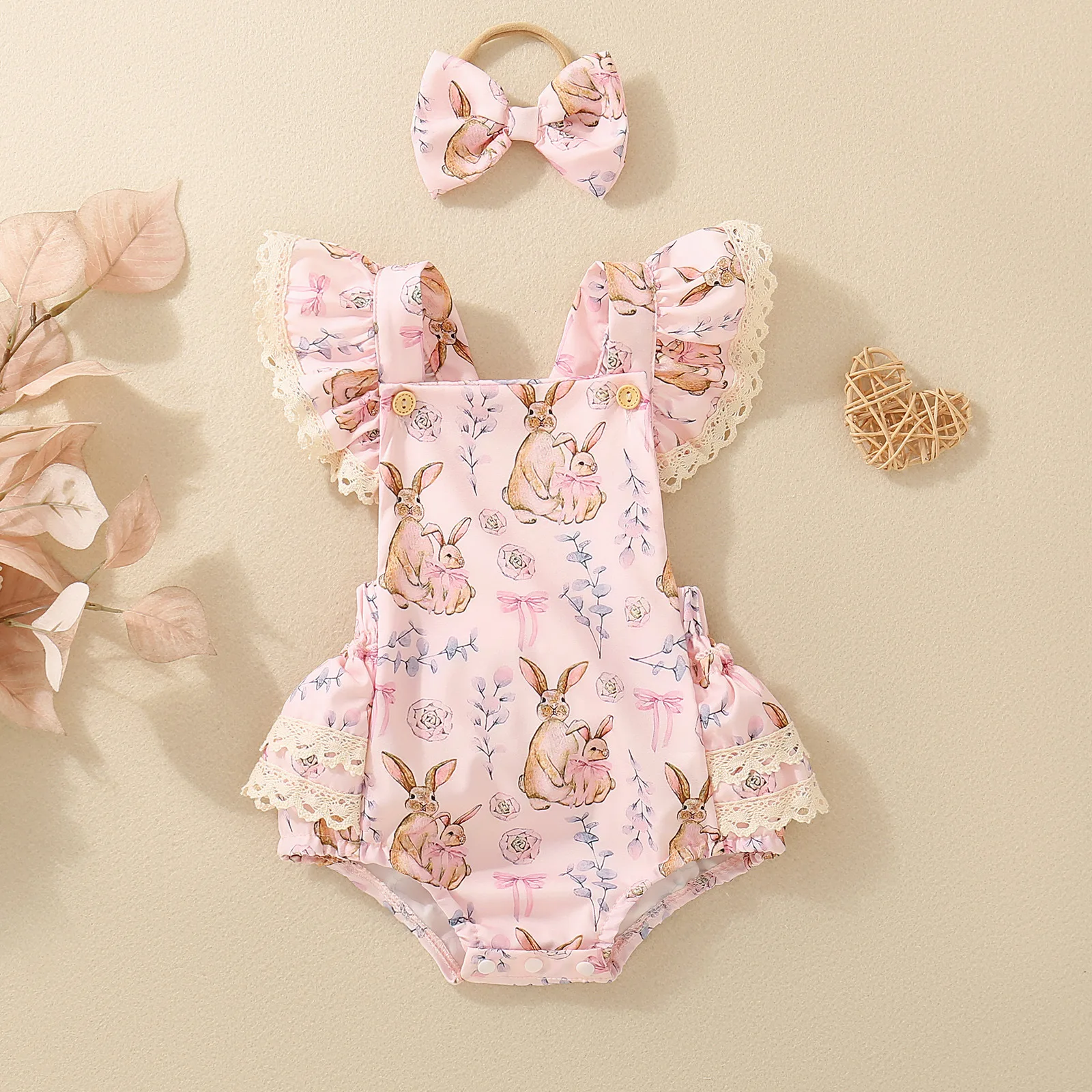 Summer female infants hot-selling cute rabbit flower print triangular jersey skirt + bow headgear two-piece set